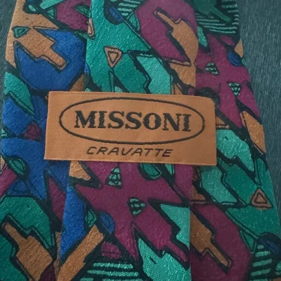 Missoni Cravatte Abstract Pattern 100% Silk Tie Multicolor Made In Italy - Picture 3 of 6